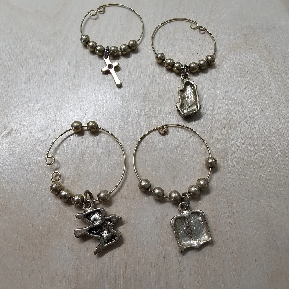 Elegant Silver Christian Flute/Wine Glass‎ Charms
